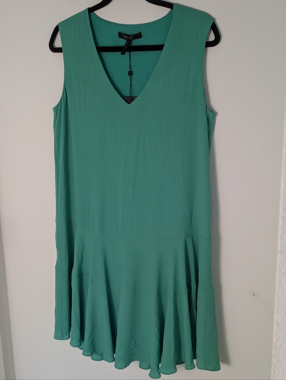 BCBG Max Azria Clea Double Flounce Mini Dress Women Sz S Light Green Sleeveless - Picture 4 of 11